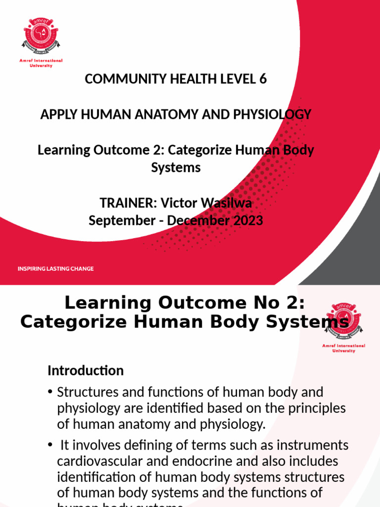 Apply Human Anatomy and Physiology Learning Outcome 2.Pptx Complete ...