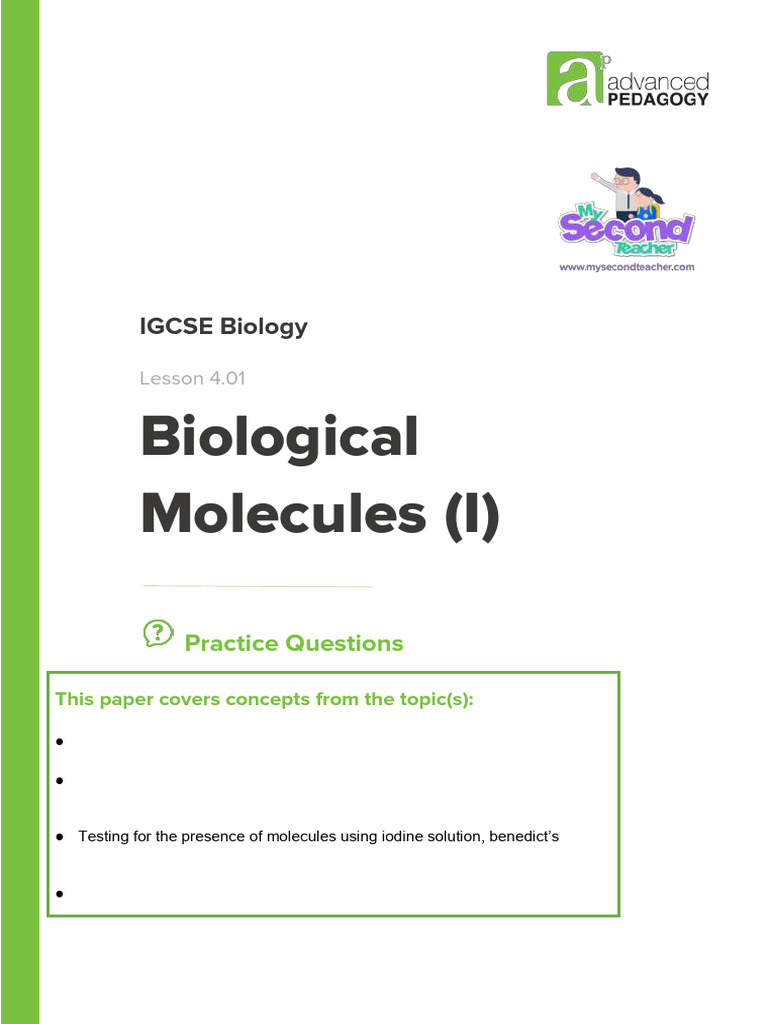 IGCSE Biological Molecules Q&A Guide | PDF | Glucose | Biomolecules