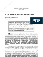 The D E Mand Fo R Justifi Cation in Ethics: Panavotbutchvarov
