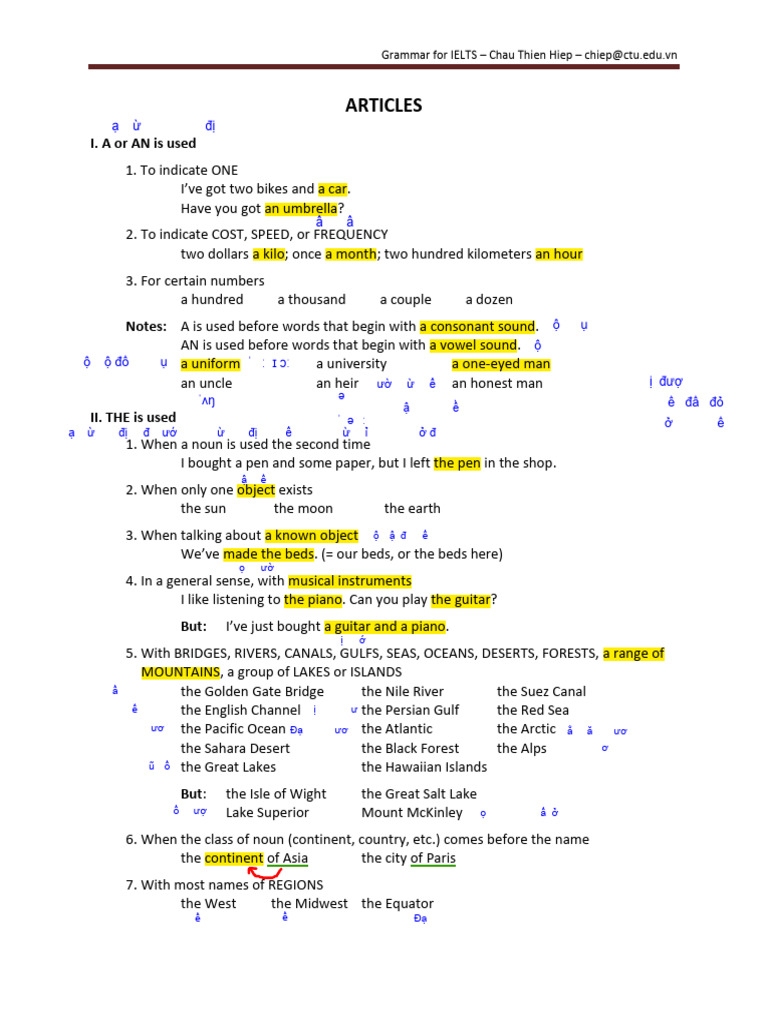Article Lesson (Revised) | PDF | Linguistics | Linguistic Morphology