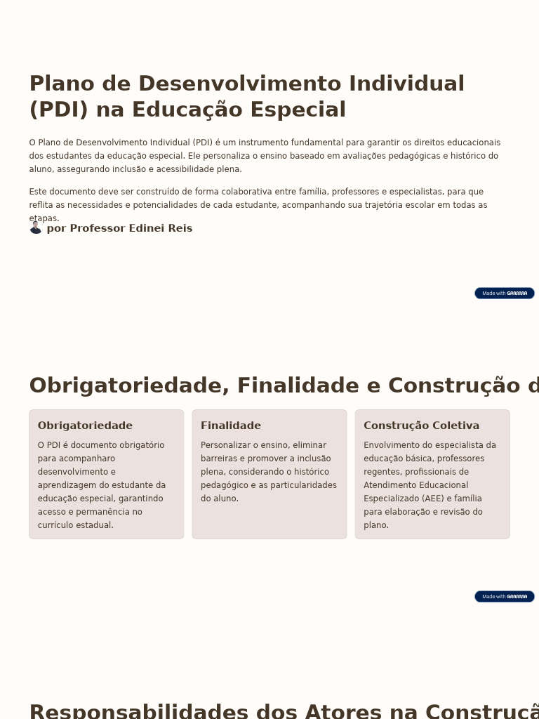 PDI na Educação Especial: Inclusão e Acompanhamento | PDF | Educação ...