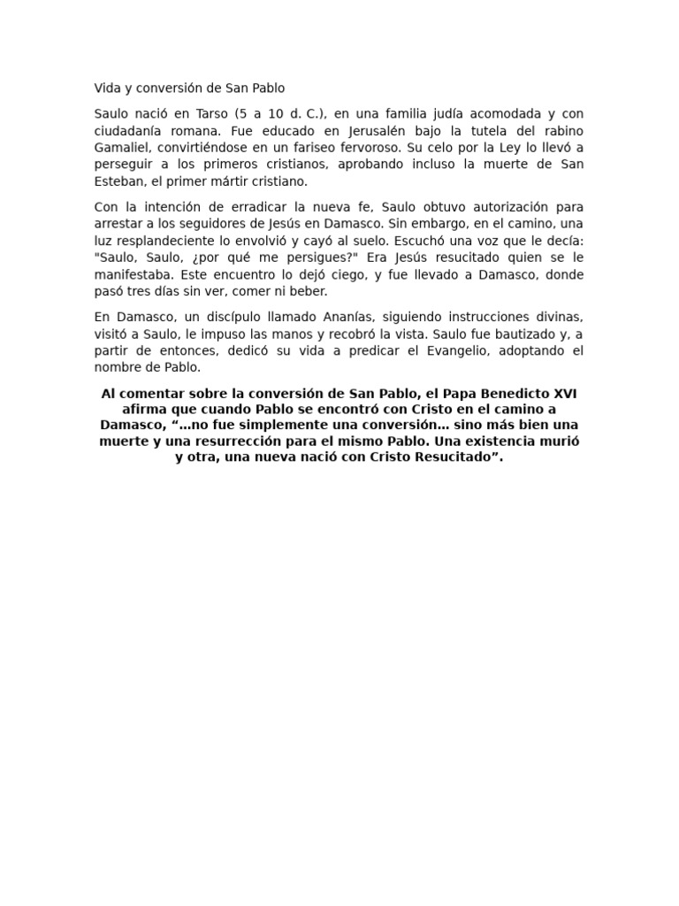 Vida y conversión de San Pablo | PDF