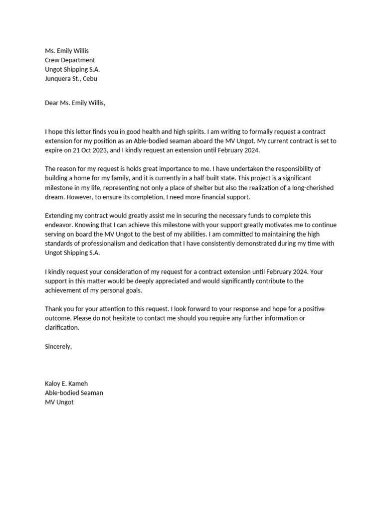 Seaman Contract Extension Request | PDF