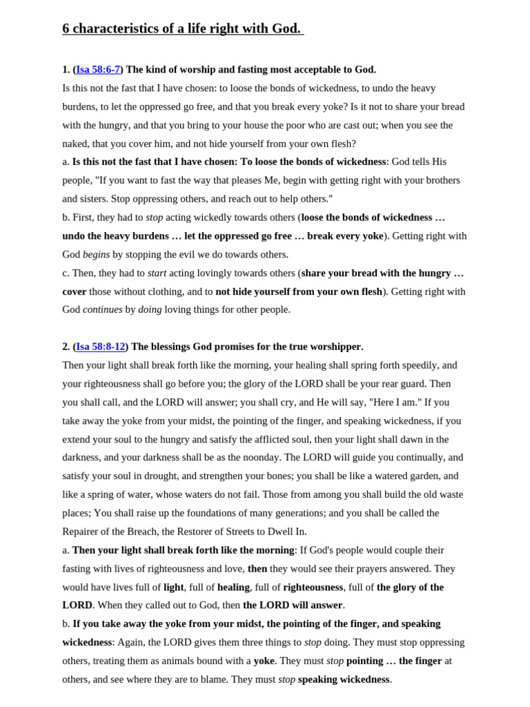 6 Characteristics of A Life Right With God | PDF | Religious Belief And ...
