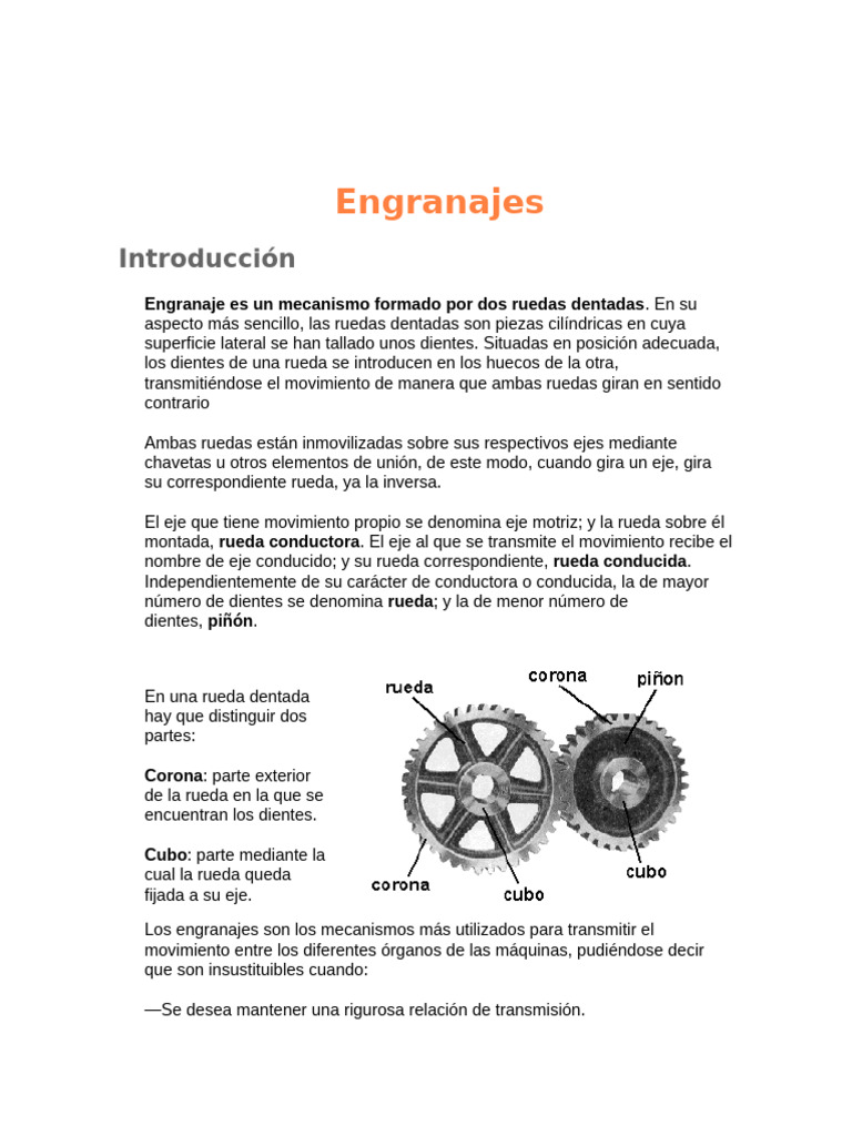Engranajes: Ejes Motriz y Conducido | PDF | Engranaje | Eje