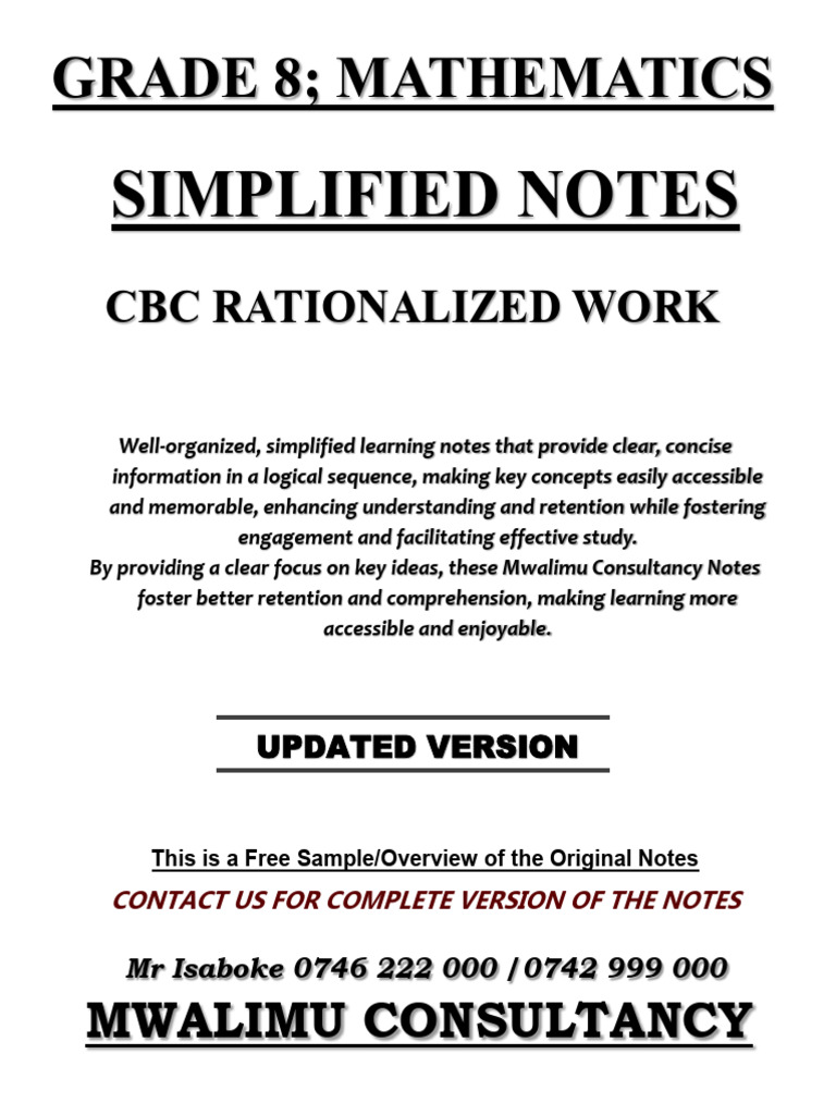 Grade 8 Mathematics Simplified Notes | PDF | Mathematics | Arithmetic