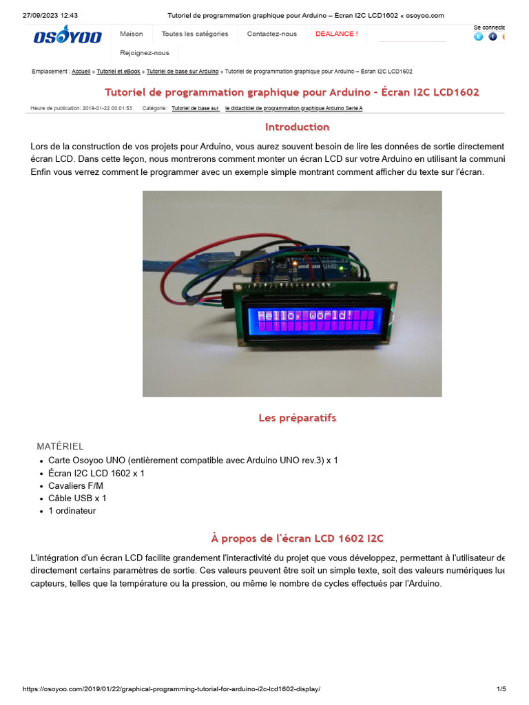 Tutoriel Arduino pour LCD I2C 1602 | PDF | Arduino | Écran d'ordinateur