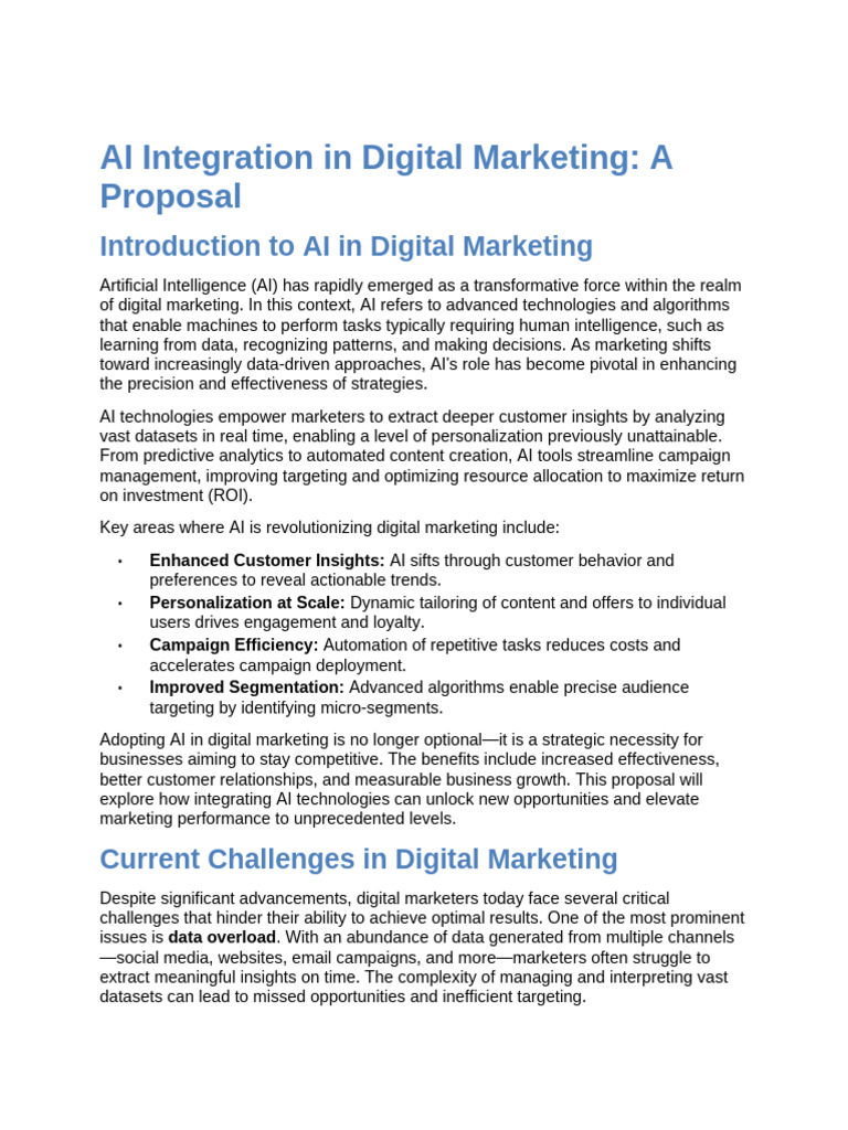 AI in Digital Marketing Proposal | PDF | Artificial Intelligence ...
