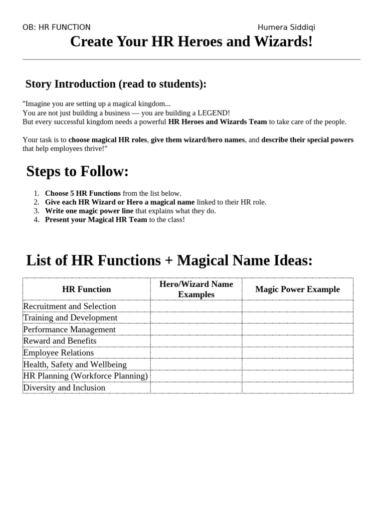 Create Your HR Heroes and Wizards | PDF