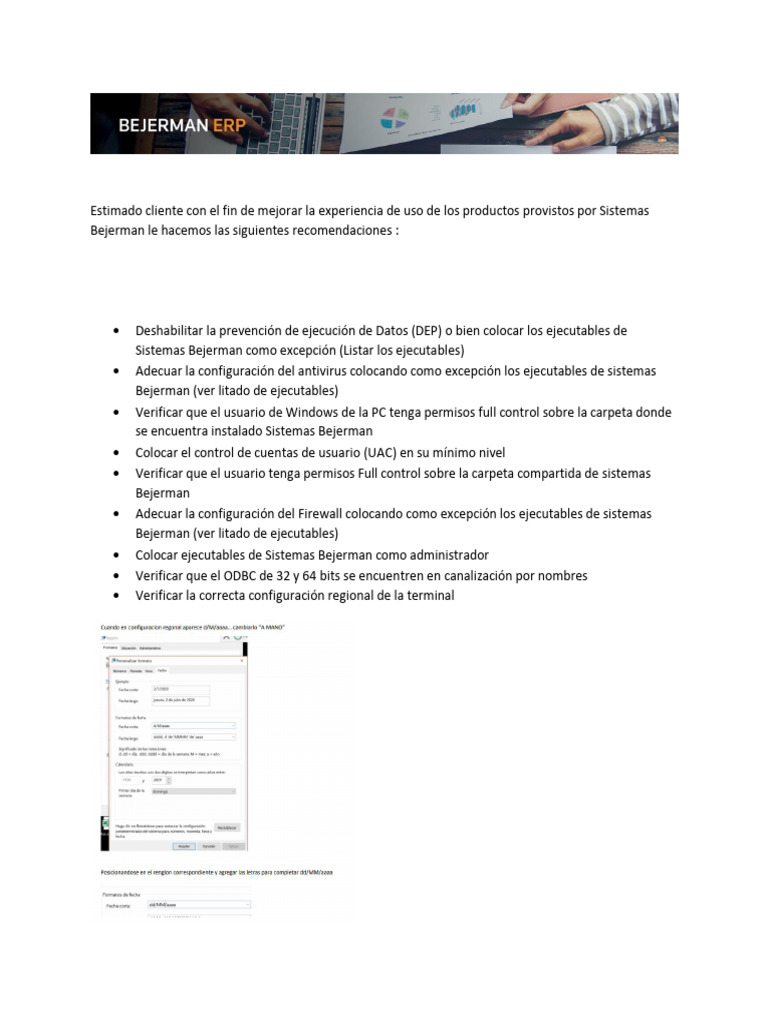 Recomendaciones para Sistemas Bejerman | PDF