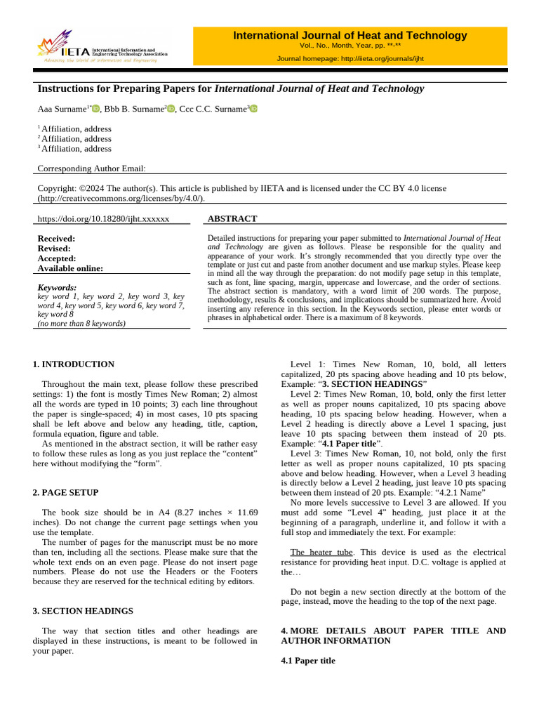 IJHT Template | PDF | Times New Roman | Comma