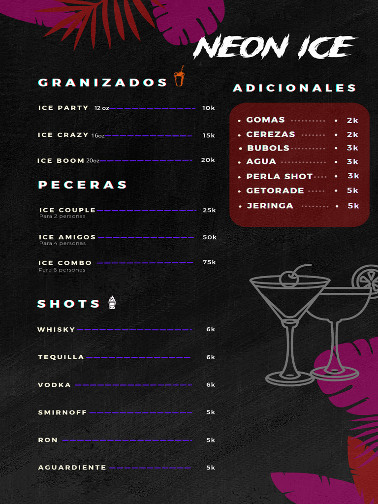 Menú de Bebidas y Shots Variados | PDF