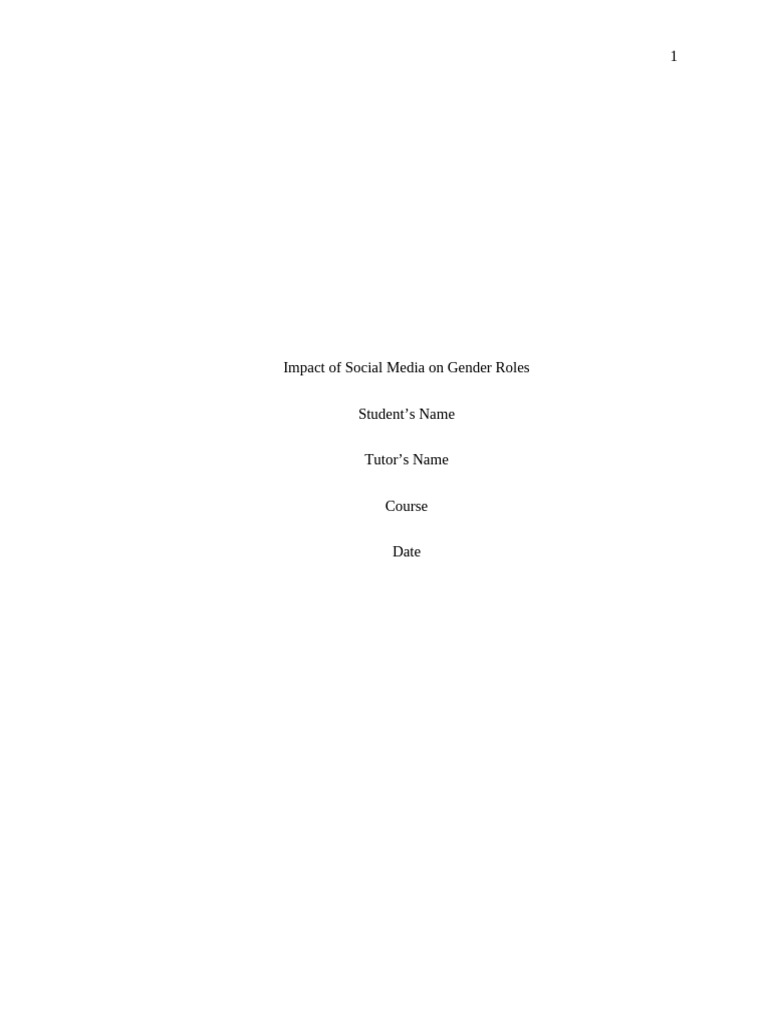 Social Media's Influence on Gender Roles | PDF | Gender Role | Gender ...