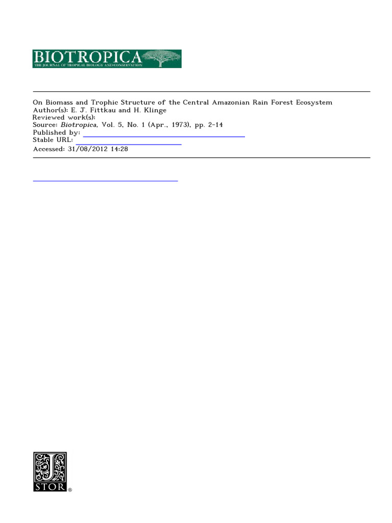 Biomass and Trophic Structure in Amazon | PDF | Soil | Forests