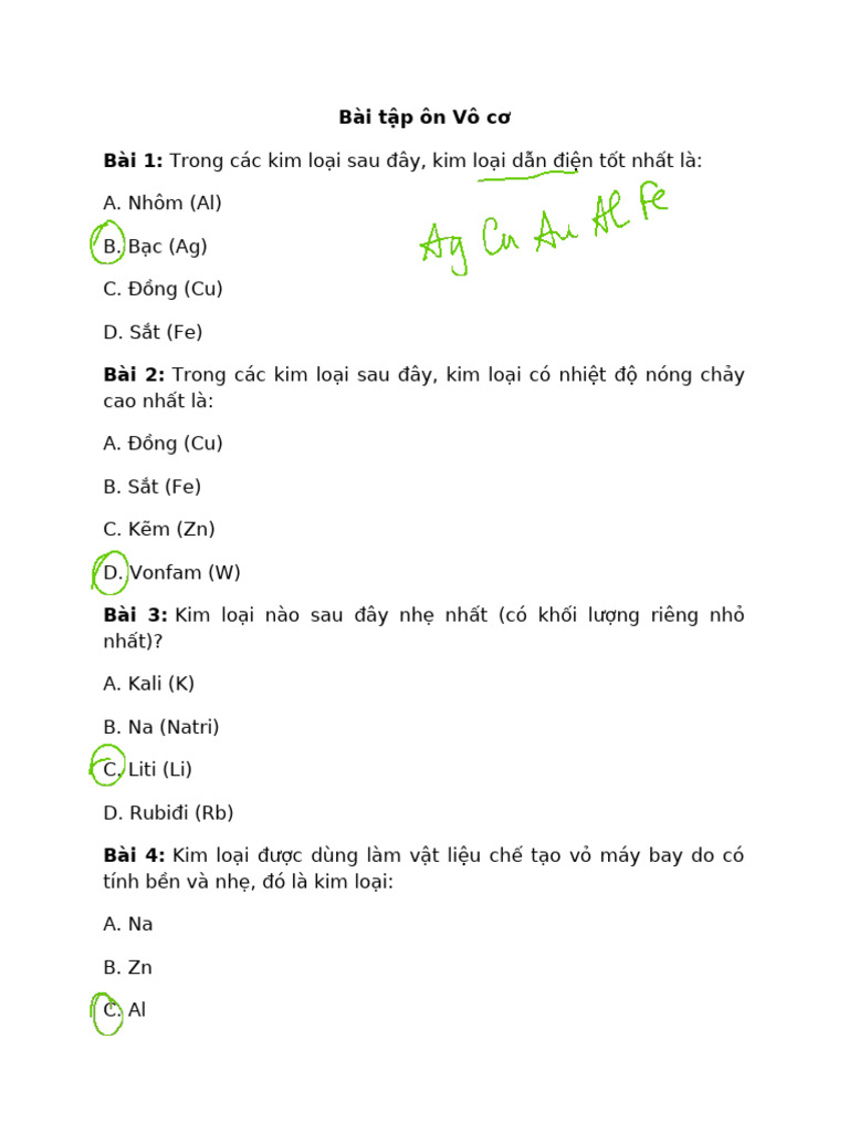 Bài tập ôn Vô cơ | PDF