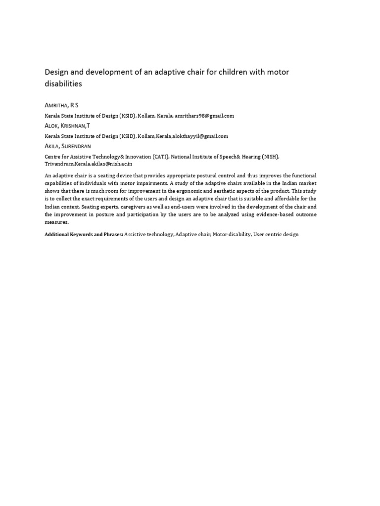 Paper3 - Design and Development of Adaptive Chair | PDF | Chair ...