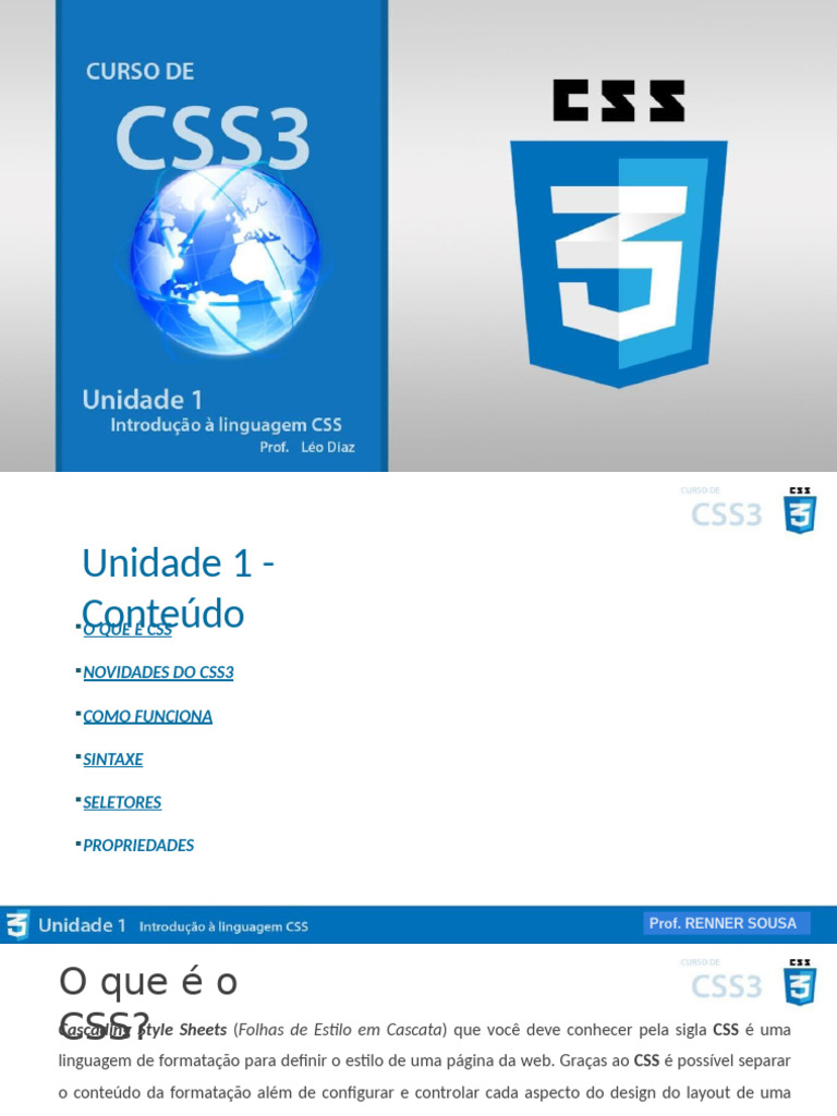 Introdução ao CSS e suas Funcionalidades | PDF | Html | Rede mundial de ...