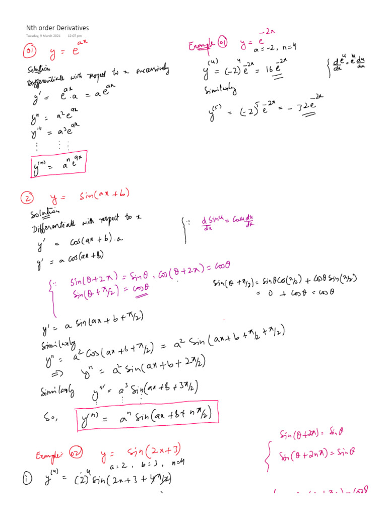 NTH Order Derivatives | PDF