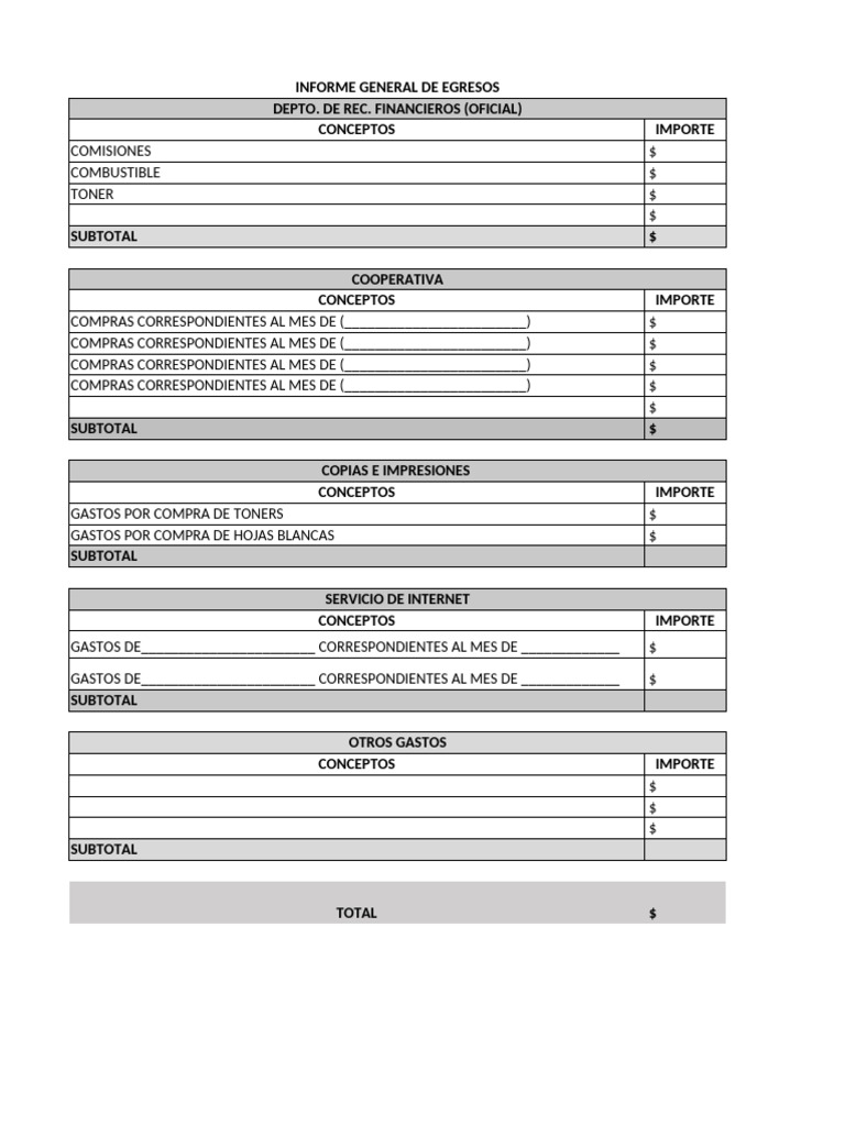 Informe de Egresos e Ingresos Financieros | PDF