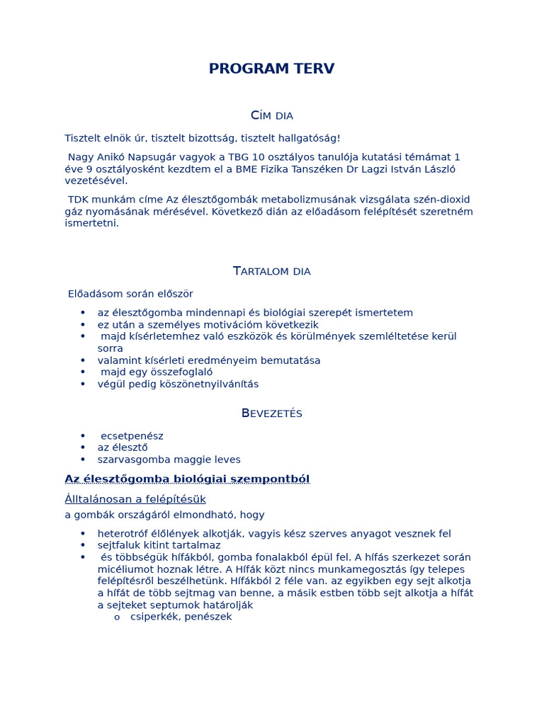 Program Terv 2025 04 20 Short | PDF