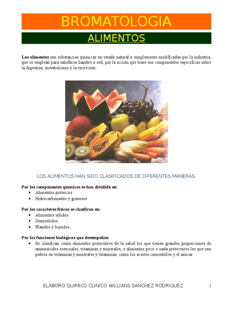 Clasificacion de ALIMENTOS