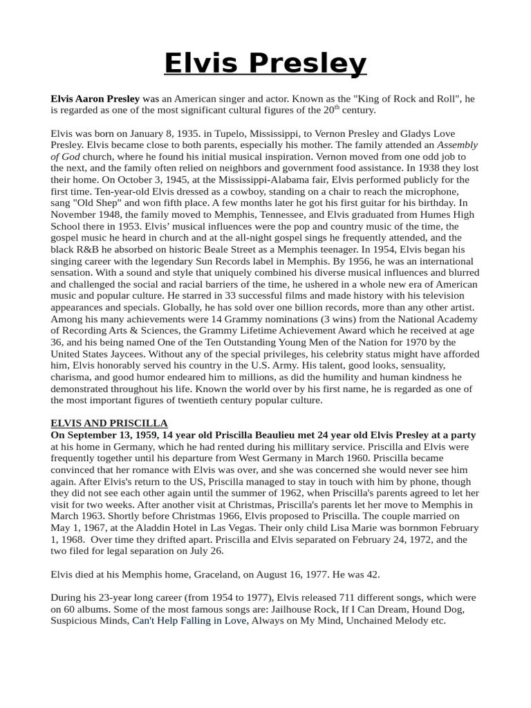Elvis Presley | PDF | Elvis Presley | Popular Music