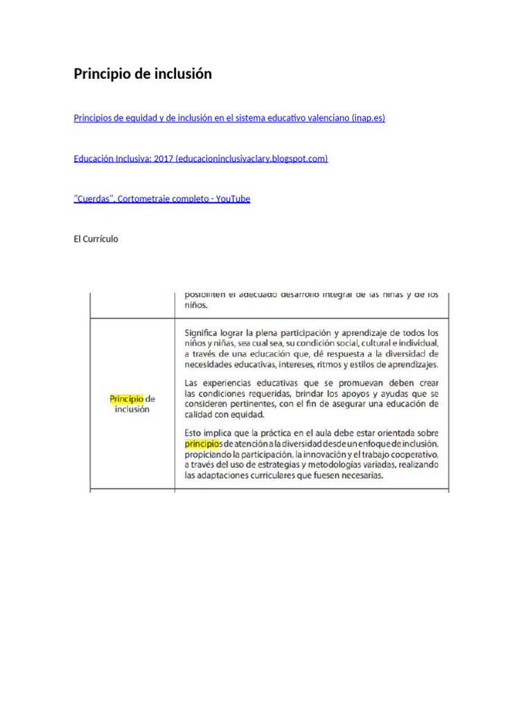 Principio de Inclusión | PDF
