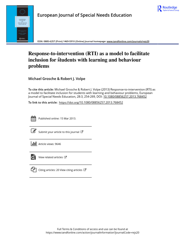 RTI Model for Inclusive Education | PDF | Special Education | Liberal ...
