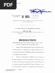 Introduced Articles of Impeachment 