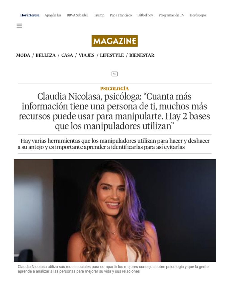 Manipulación y Psicología de Claudia Nicolasa | PDF