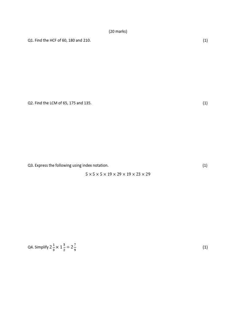 HCF, LCM, and Algebraic Expressions | PDF