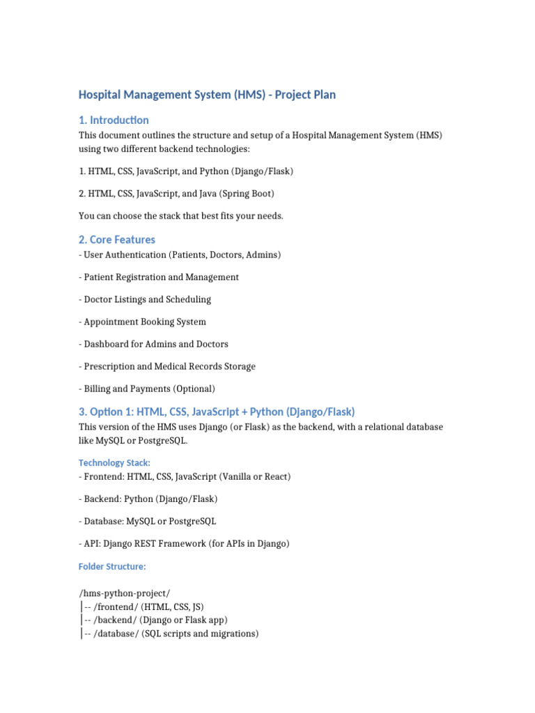 HMS Project Plan | PDF
