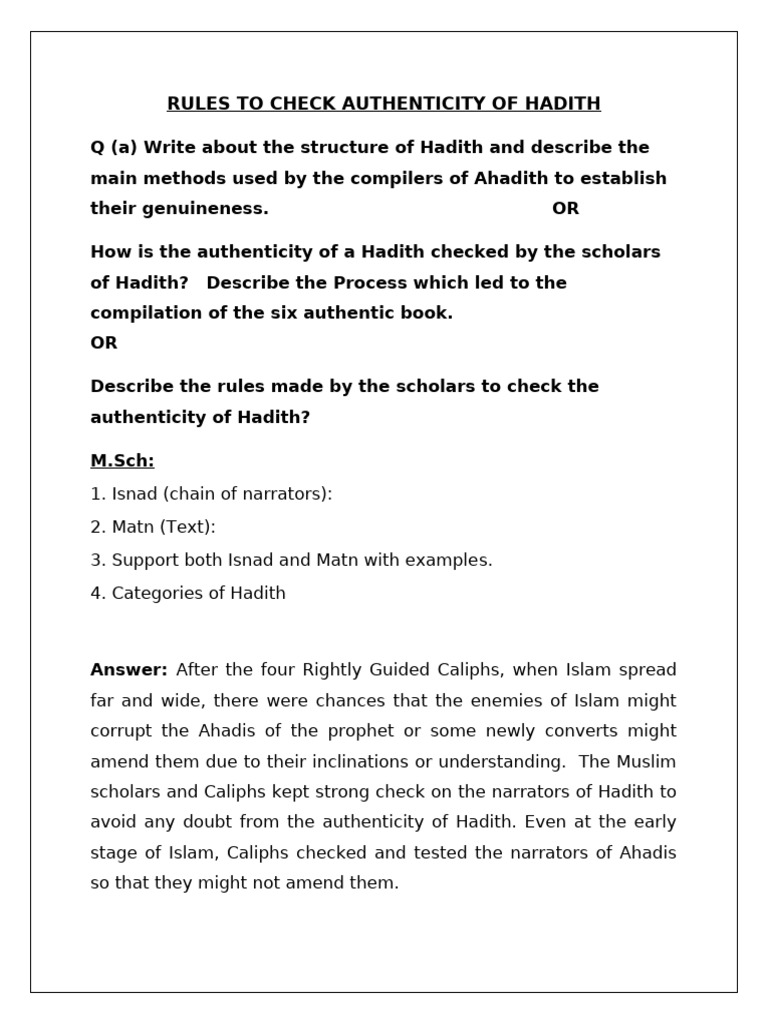 Authenticity Rules for Hadith Verification | PDF | Hadith | Muhammad