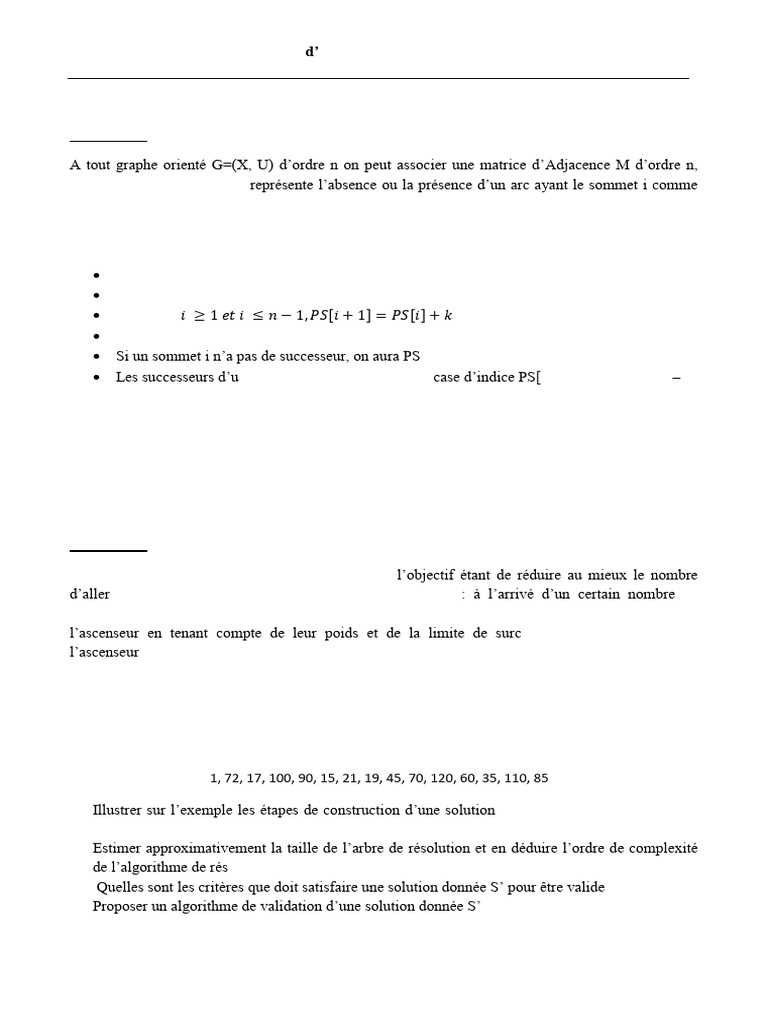 Algorithmique avancée : Graphes et Ascenseurs | PDF | Théorie de la ...