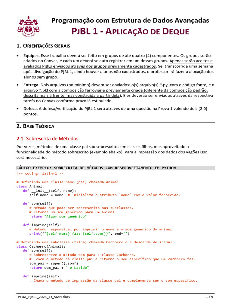 Aplicação de Deque em Python para PjBL | PDF | Classe (programação de ...
