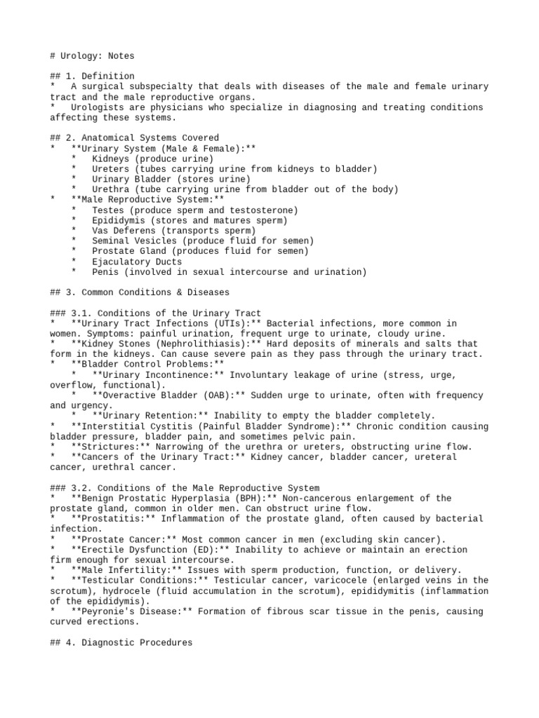 Urology Overview: Conditions & Treatments | PDF | Urology | Prostate