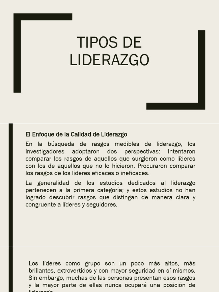 Tipos de Liderazgo: Transaccional y Transformacional | PDF | Liderazgo ...