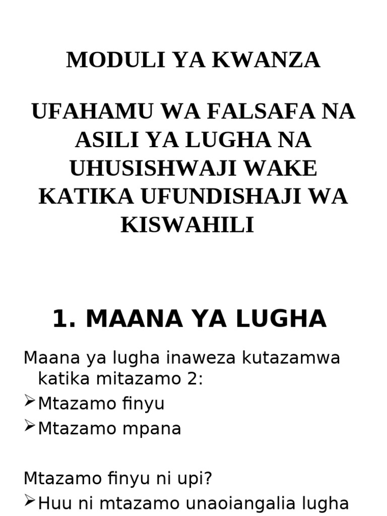Maana Ya Lugha | PDF