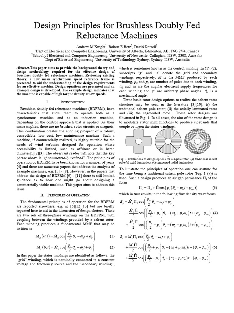 Designing Brushless Doubly Fed Machines | PDF | Inductance | Electricity