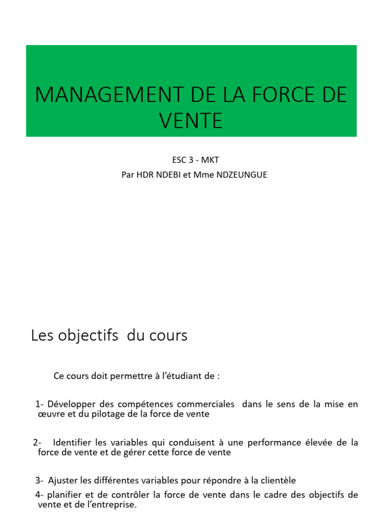 Management de la Force de Vente | PDF | Sodles | Recrutement