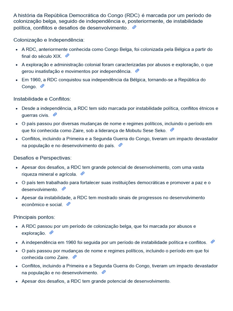 História da República Democrática do Congo | PDF