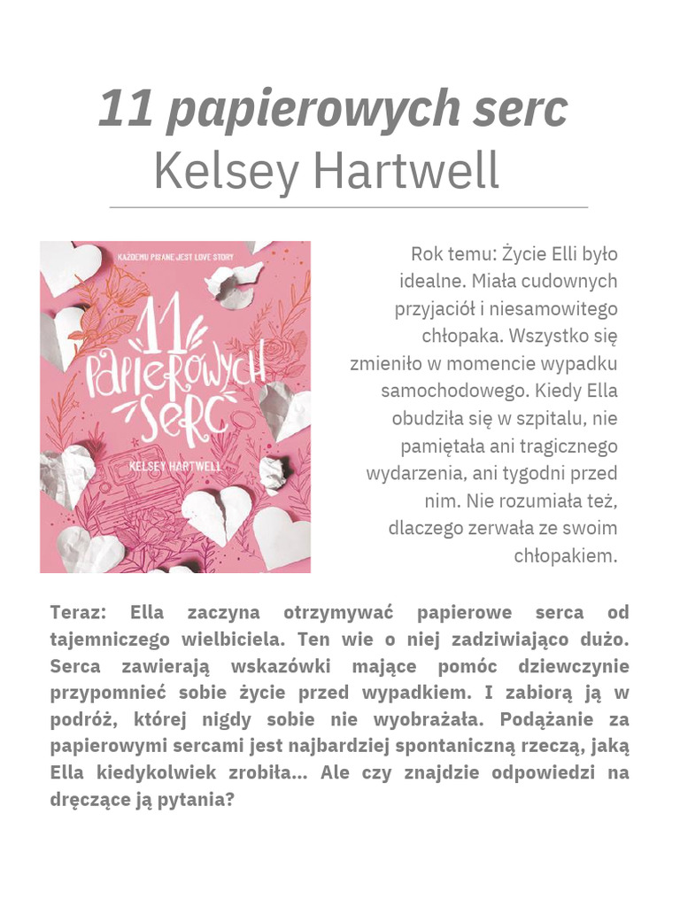 11 Papierowych Serc Kelsey Hartwell PDF