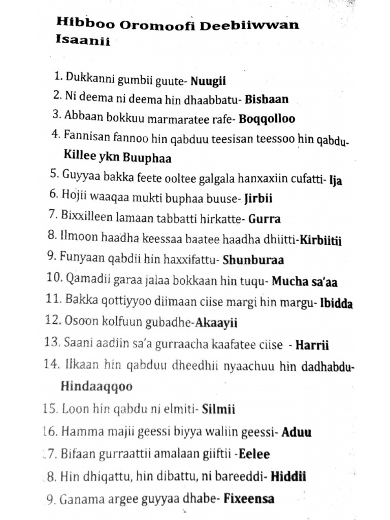 Afaan Oromoo Mammaska Fi Hibboo | PDF