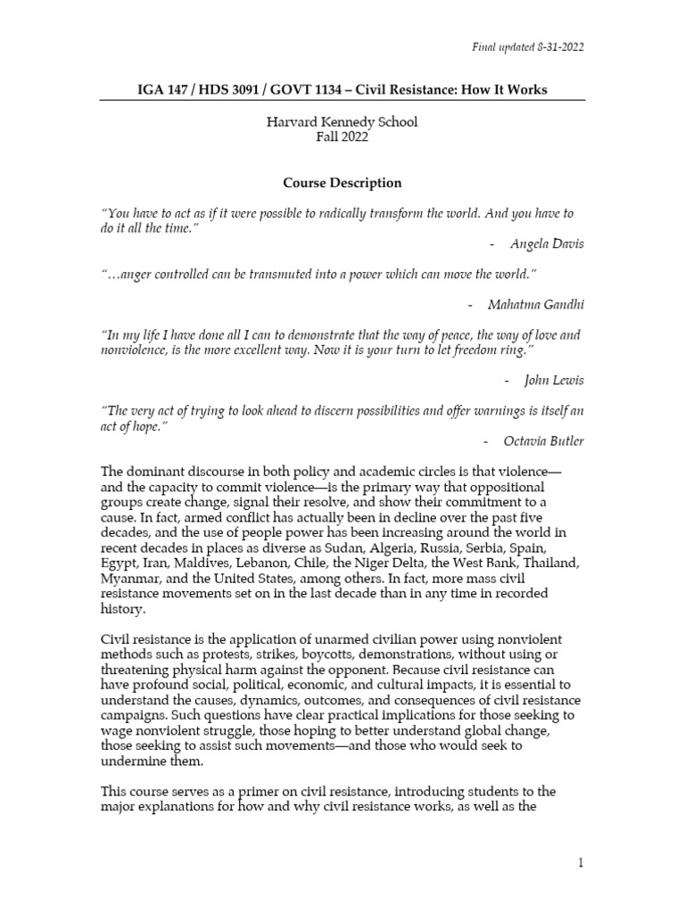 Understanding Civil Resistance Dynamics | PDF | Nonviolence | Revolutions