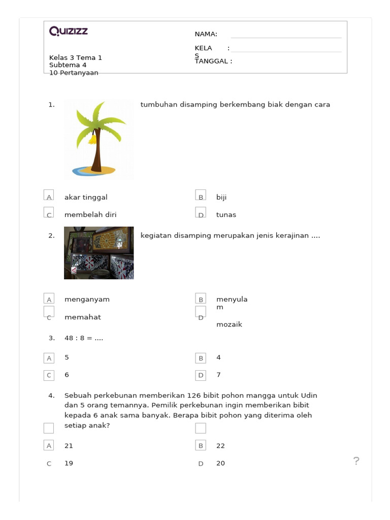 Kelas 3 Tema 1 Subtema 4 | PDF