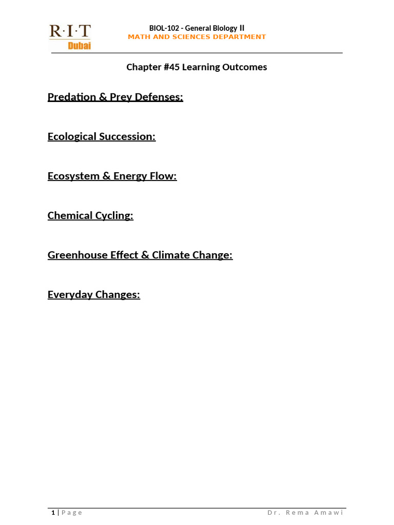 BIOL-102 - Chapter 45 Summary | PDF