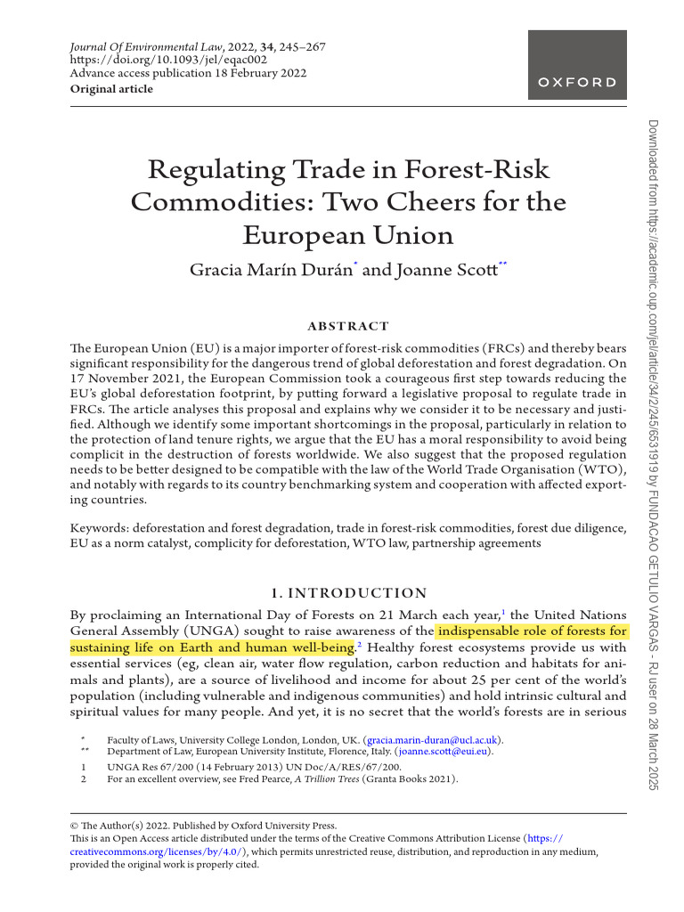 Regulating Trade in Forest-Risk Commodities | PDF | Deforestation | Forests