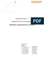 Ranbaxy Laboratories Limited: Corporate Finance - I Analysis of Price-to-Earnings Ratio