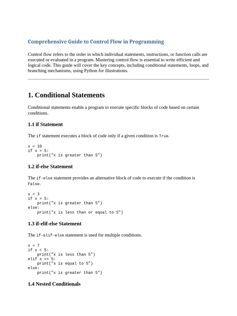 Comprehensive Guide to Control Flow in Programming | PDF | Control Flow ...