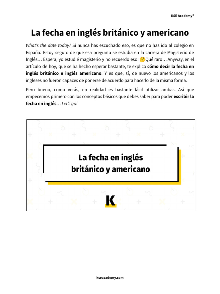 La Fecha en Ingl S | PDF | Lingüística | Idiomas del Reino Unido